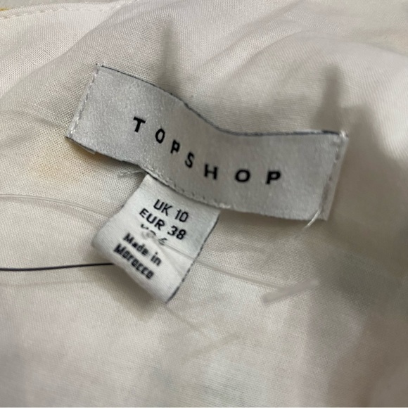 New! Topshop ruched front lemon mini dress textured cloth multi 28284 - Picture 7 of 14